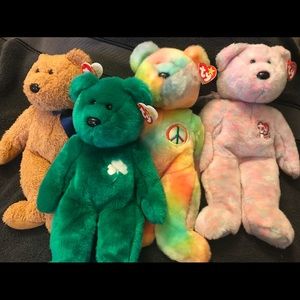 Lot of four large beanie bears